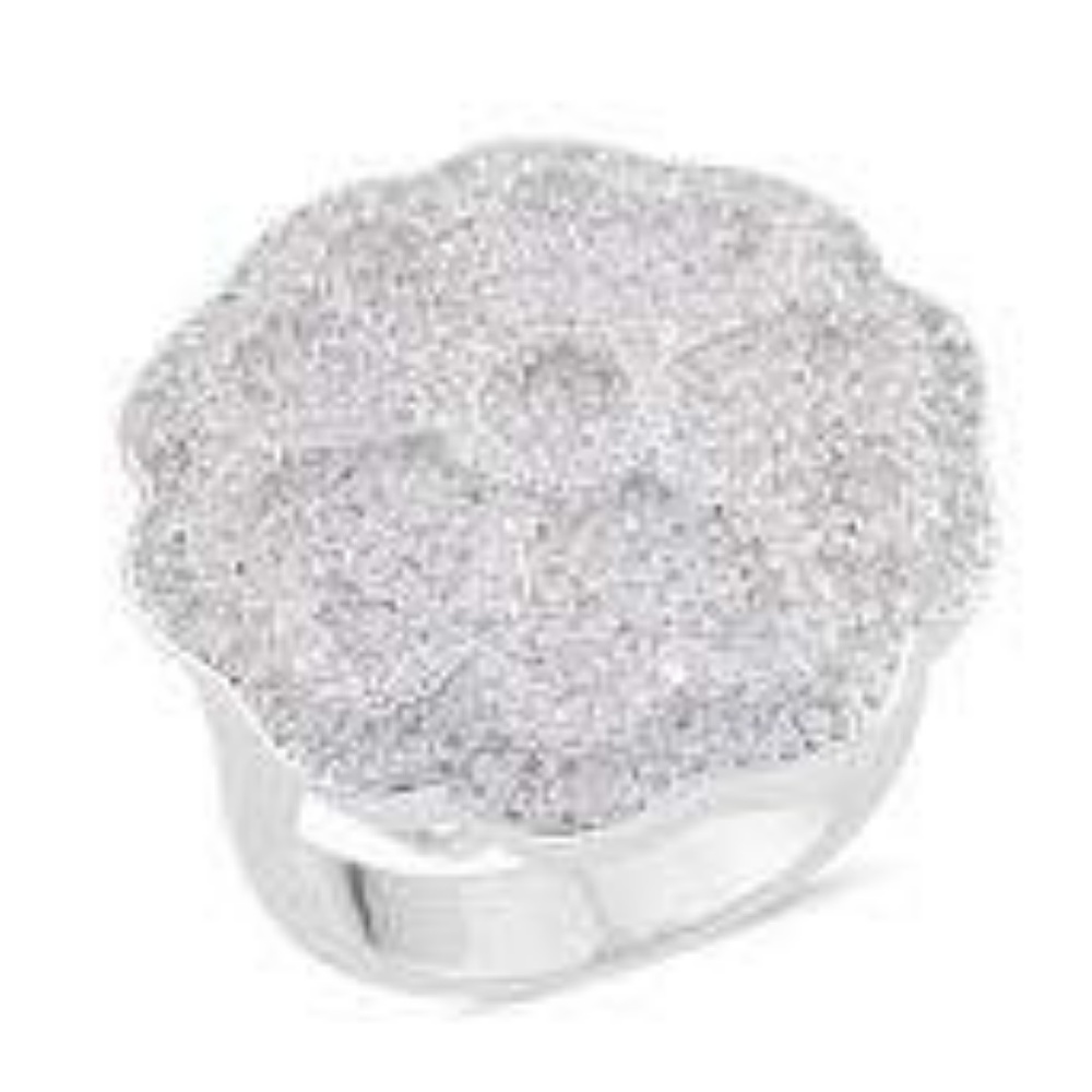 Simulated Diamond Silvertone Flower Ring NWT!